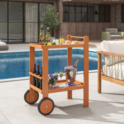 Costway Wooden Bar Cart with Wine Bottle Holder - Size: 69 x 51 x 90cm - n/a - Wilko - thumbnail 3