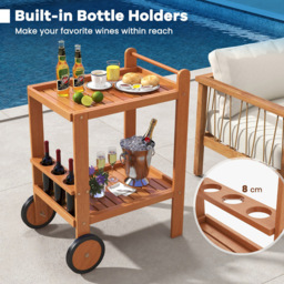Costway Wooden Bar Cart with Wine Bottle Holder - Size: 69 x 51 x 90cm - n/a - Wilko - thumbnail 7