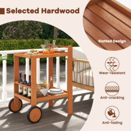 Costway Wooden Bar Cart with Wine Bottle Holder - Size: 69 x 51 x 90cm - n/a - Wilko - thumbnail 6