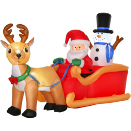 Everglow LED Inflatable Christmas Santa Claus with Snowman on Sleigh Deer 4.2ft - Size: 4ft - Red - Wilko - thumbnail 3