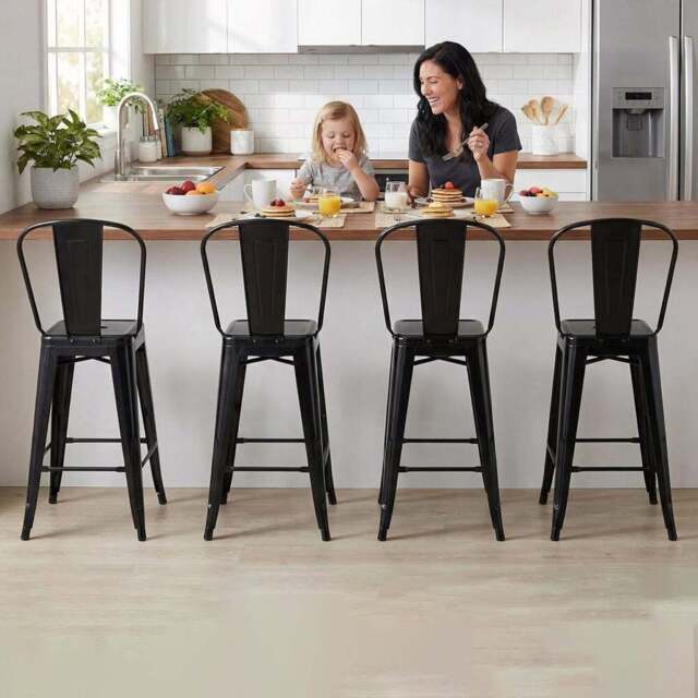 FWStyle Black Gloss Metal Bar Chair 4 Pack - Size: Set of 4 - Wilko - image 1