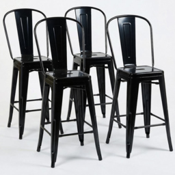 FWStyle Black Gloss Metal Bar Chair 4 Pack - Size: Set of 4 - Wilko - thumbnail 5