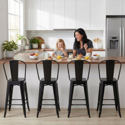 FWStyle Black Gloss Metal Bar Chair 4 Pack - Size: Set of 4 - Wilko - thumbnail 6
