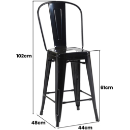 FWStyle Black Gloss Metal Bar Chair 4 Pack - Size: Set of 4 - Wilko - thumbnail 7