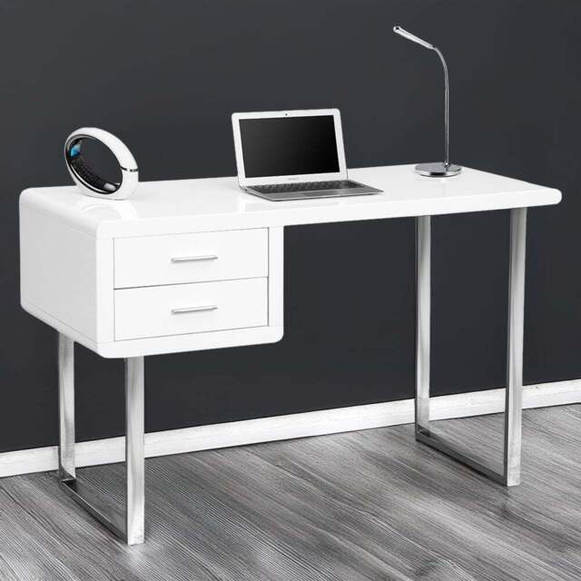 Centurion Supports Harmonia 2 Drawer Computer Desk Gloss White and Chrome - Size: 75.8 x 120 x 50cm - Wilko - image 1