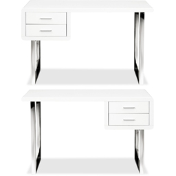 Centurion Supports Harmonia 2 Drawer Computer Desk Gloss White and Chrome - Size: 75.8 x 120 x 50cm - Wilko - thumbnail 6