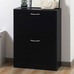 HOMCOM 2 Tier Black Tipping Shoe Cabinet - Wilko - thumbnail 1