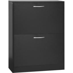 HOMCOM 2 Tier Black Tipping Shoe Cabinet - Wilko - thumbnail 4