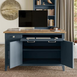 Baumhaus Signature 2 Door 5 Drawer Blue Hidden Home Office Desk - Wilko - thumbnail 6