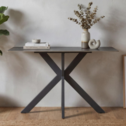 wilko Palermo Grey Marble Ceramic Console Table - Size: 198 x 120 x 45cm - Shankar - thumbnail 1