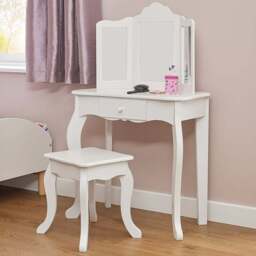 Liberty House Toys Kids White Dressing Table Set with Mirror - Size: 30 x 60 x 98cm - Wilko - thumbnail 1