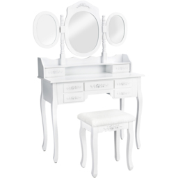 tectake 7 Drawer Antique Look Dressing Table Set with 3 Mirror - Size: 145 x 40 x 90cm - White - Wilko - thumbnail 3