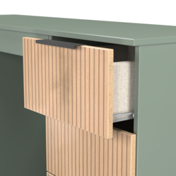 Crowndale Java 6 Drawer Slatt Effect and Reed Green Kneehole Desk - Size: 39 x 128 x 80cm - Wilko - thumbnail 6