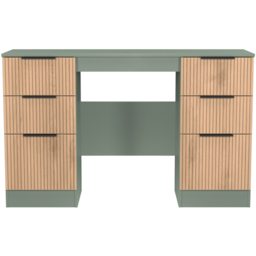 Crowndale Java 6 Drawer Slatt Effect and Reed Green Kneehole Desk - Size: 39 x 128 x 80cm - Wilko - thumbnail 3
