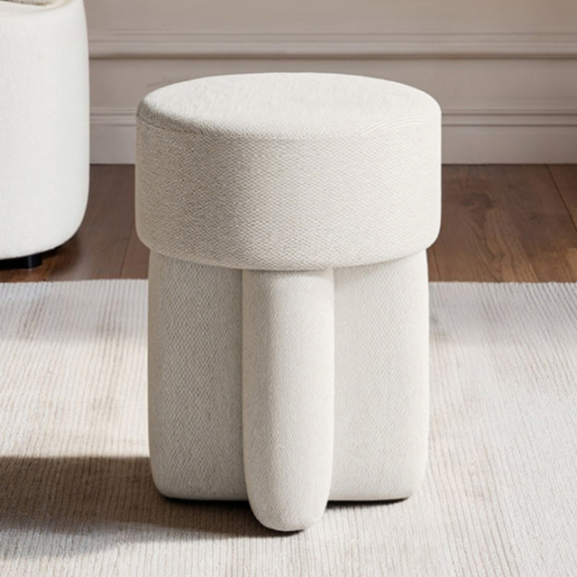 SOLACE+CO Astrid Beige Fabric Pouffe - Size: 46 x 35.5 x 35.5cm - Wilko - image 1