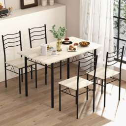 Costway 4 Seater Counter Height Dining Set Natural - Cream - Wilko
