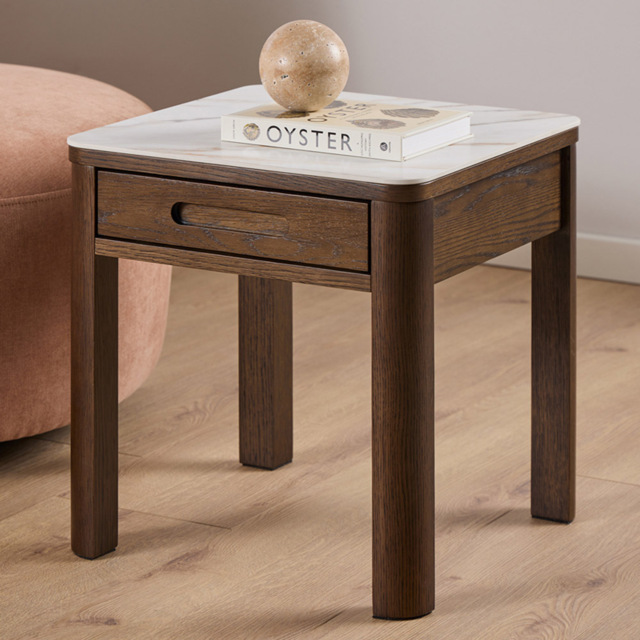 Florence Southampton Single Drawer Cream Ceramic Square Side Table - Size: 45 x 45 x 45cm - Multi - Furniture To Go - Wilko - image 1