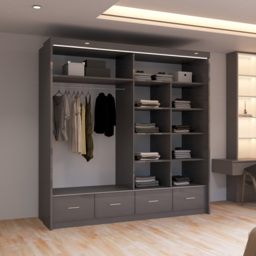 Sliding Wardrobes 4U 2 Sliding Door Grey Modern High Gloss Mirrored Wardrobe 203cm - Size: 2 Door - Wilko - thumbnail 6