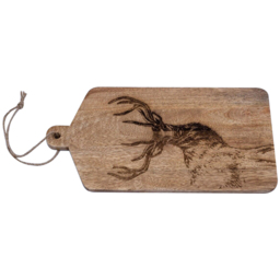 Marco Paul Rustic Brown Wooden Stag Chopping Board - Size: 30 x 15 x 5cm - Wilko
