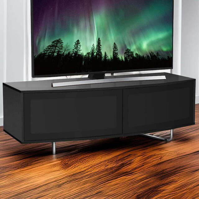 Centurion Supports Caru Gloss Black 2 Door TV Unit - Size: 43 x 120 x 50cm - Wilko - image 1