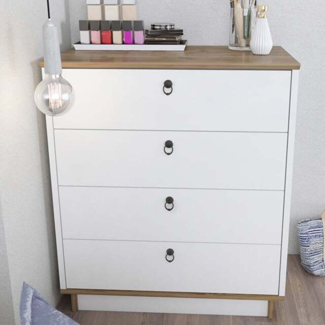 Decorotika Sahra 4 Drawer White and Walnut Chest of Drawers - Multi - Wilko - image 1