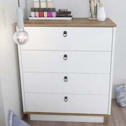 Decorotika Sahra 4 Drawer White and Walnut Chest of Drawers - Multi - Wilko - thumbnail 1