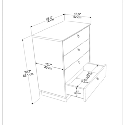 Decorotika Sahra 4 Drawer White and Walnut Chest of Drawers - Multi - Wilko - thumbnail 7