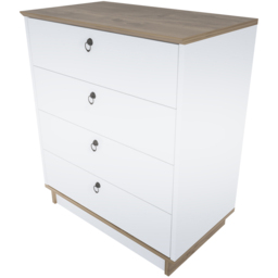 Decorotika Sahra 4 Drawer White and Walnut Chest of Drawers - Multi - Wilko - thumbnail 3