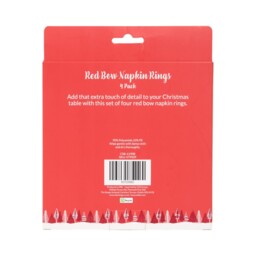 Pack of 4 Bow Napkin Rings Red - All I Want For Christmas - Wilko - thumbnail 5