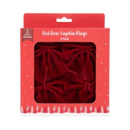 Pack of 4 Bow Napkin Rings Red - All I Want For Christmas - Wilko - thumbnail 3