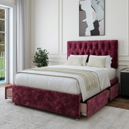 Bedmaster Double Aubergine Chenille 4 Drawer Divan Base - Purple - Wilko - thumbnail 3