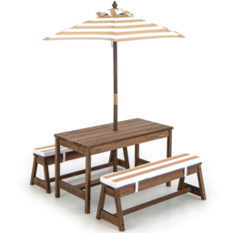 Costway Brown Kids Picnic Table and Bench Set with Umbrella - Size: 97 x 41 x 27cm - Wilko - thumbnail 3