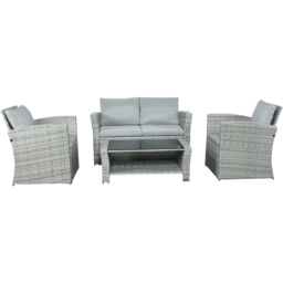 Outdoor Living The Wilmslow 4 Seater Rattan Sofa Lounge Set - Grey - Wilko - thumbnail 5