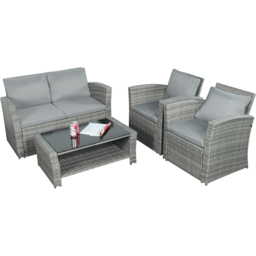 Outdoor Living The Wilmslow 4 Seater Rattan Sofa Lounge Set - Grey - Wilko - thumbnail 4
