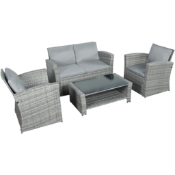 Outdoor Living The Wilmslow 4 Seater Rattan Sofa Lounge Set - Grey - Wilko - thumbnail 3