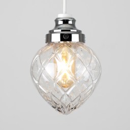 ValueLights Aphrodite Chrome Basket Glass Pendant Lamp Shade - Size: 19 x 14 x 14cm - Silver - Wilko - thumbnail 4