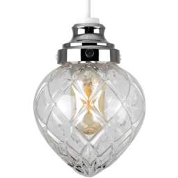 ValueLights Aphrodite Chrome Basket Glass Pendant Lamp Shade - Size: 19 x 14 x 14cm - Silver - Wilko