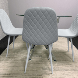 Kosy Koala Maya Gem 4 Seater Round Glass Dining Set Grey - Multi - Wilko - thumbnail 4