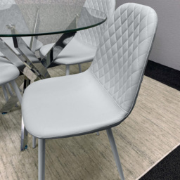 Kosy Koala Maya Gem 4 Seater Round Glass Dining Set Grey - Multi - Wilko - thumbnail 5