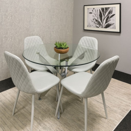 Kosy Koala Maya Gem 4 Seater Round Glass Dining Set Grey - Multi - Wilko - thumbnail 6