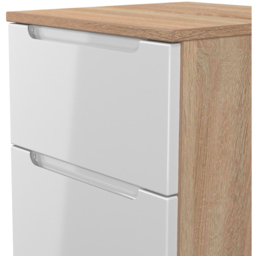 Crowndale Milan 2 Drawer White Gloss and Bardolino Oak Compact Bedside Cabinet Ready Assembled - White Gloss & Bardolino Oak - Wilko - thumbnail 5