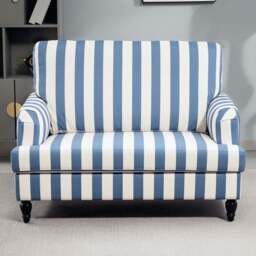 HOMCOM Blue and White Striped Armchair - Size: Single - Wilko - thumbnail 1