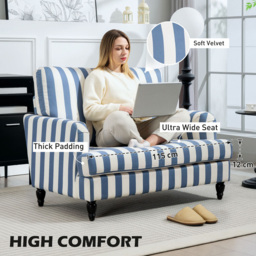 HOMCOM Blue and White Striped Armchair - Size: Single - Wilko - thumbnail 6