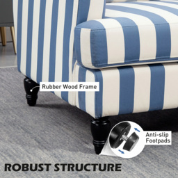 HOMCOM Blue and White Striped Armchair - Size: Single - Wilko - thumbnail 7
