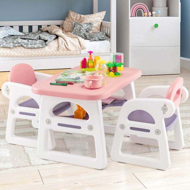 Costway 2 Seater Kids Dining Set Pink - Size: 88 x 56 x 29cm - Wilko - image 1