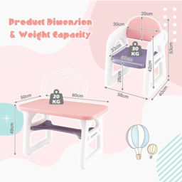 Costway 2 Seater Kids Dining Set Pink - Size: 88 x 56 x 29cm - Wilko - thumbnail 7
