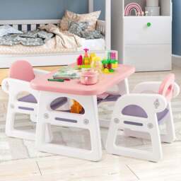 Costway 2 Seater Kids Dining Set Pink - Size: 88 x 56 x 29cm - Wilko - thumbnail 1
