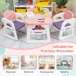Costway 2 Seater Kids Dining Set Pink - Size: 88 x 56 x 29cm - Wilko - thumbnail 6