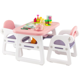 Costway 2 Seater Kids Dining Set Pink - Size: 88 x 56 x 29cm - Wilko - thumbnail 4