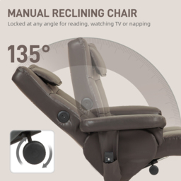 HOMCOM Brown PU Leather Upholstered Massage Recliner Chair with Adjustable Backrest - Size: Single - Wilko - thumbnail 6